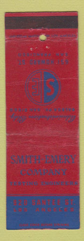 Matchbook Cover - Smith Emery Testing Engineers Los Angeles CA