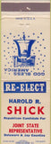 Matchbook Cover - Harold R Shick Muncie IN election