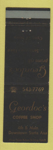 Matchbook Cover - Geordoc's Coffee Shop Restaurant Santa Ana CA WEAR