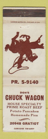 Matchbook Cover - Don's Chuck Wagon Eastpointe? MI WORN