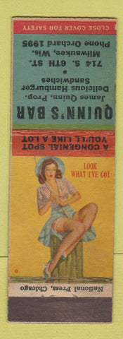Matchbook Cover - Quinn's Bar Milwaukee WI pinup