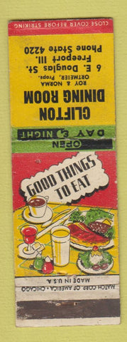 Matchbook Cover - Clifton Dining Room Freeport IL WEAR