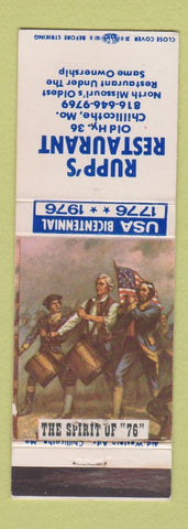 Matchbook Cover - Rupp's Restaurant Chillicothe MO Bicentennial