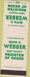 Matchbook Cover - Ruth Webber Kent County Register