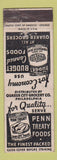 Matchbook Cover - Penn Treaty Foods Canned Pears Beans WEAR