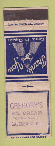 Matchbook Cover - Gregory's Ice Cream Galesburg IL STAMPED