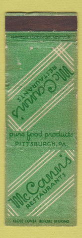 Matchbook Cover - McCann's Restaurants Pittsburgh PA