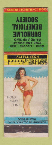 Matchbook Cover - Burholme Beneficial Society pinup WORN