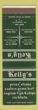 Matchbook Cover - Kelly's Restaurant Buena Park San Diego Hollywood CA