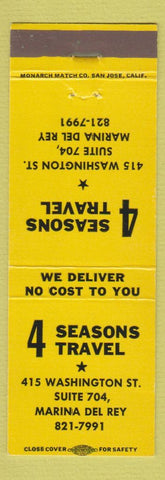 Matchbook Cover - 4 Seasons Travel Marina Del Rey CA
