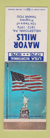 Matchbook Cover - Mayor Mills Helertown PA WORN