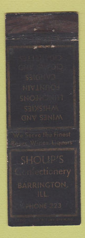 Matchbook Cover - Shoup's Confectionery Barrington IL WORN