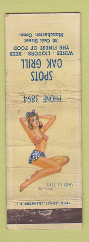 Matchbook Cover - Spot Oak Grill Manchester CT pinup POOR