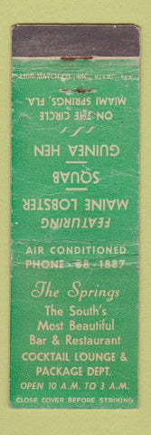 Matchbook Cover - The Springs Bar Restaurant Miami Springs FL WEAR