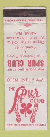 Matchbook Cover - Spur Club Miami FL
