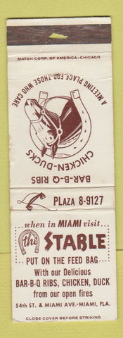Matchbook Cover - The Stables Restaurant BBQ Miami FL WEAR