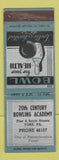 Matchbook Cover - 20th Century Bowling Academy York PA POOR BACK
