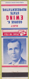 Matchbook Cover - George Ewing State Rep WORN