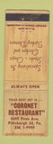 Matchbook Cover - Coronet Restaurant Pittsburgh PA WEAR