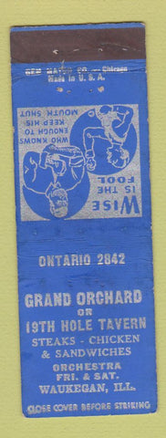 Matchbook Cover - Grand Orchard 19th Hole Tavern Waukegan IL WEAR