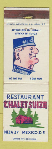 Matchbook Cover - Restaurant Chalet Suizo Mexico DF Niza