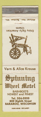 Matchbook Cover - Spinning Wheel Motel Baraboo WI WEAR