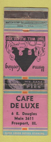Matchbook Cover - Cafe De Luxe Freeport IL WORN TAPED