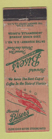 Matchbook Cover - Howard Bisers Restaurant Jacksonville FL WORN