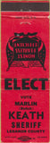 Matchbook Cover - Marlin Keath Sheriff Lebanon County PA