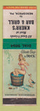 Matchbook Cover - Knerr's Bar Grill Nescopeck PA pinup WEAR