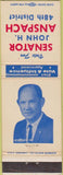 Matchbook Cover - Senator John Anspach Reading PA Berks County