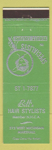 Matchbook Cover - Bill's Hair Salon Marshall MI GREEN