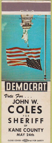 Matchbook Cover - John Coles Sheriff Kane County