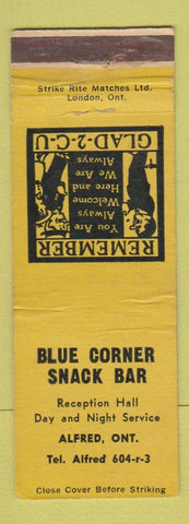Matchbook Cover - Blue Corner Snack Bar Alfred ON