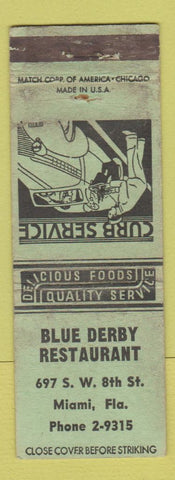 Matchbook Cover - Blue Derby Restaurant Miami FL WORN