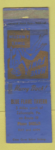 Matchbook Cover - Blue Flame Tavern Zelionople PA WORN
