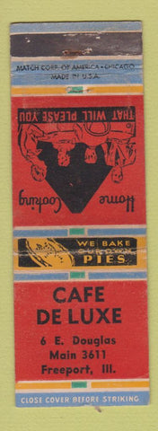 Matchbook Cover - Cafe De Luxe Freeport IL WEAR