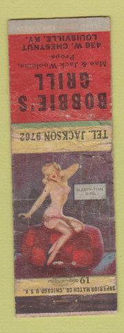 Matchbook Cover - Bobbie's Grill Louisville KY pinup POOR