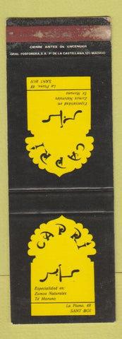 Matchbook Cover - Capri Restaurant Sant Boi La Plana Spain SAMPLE WEAR