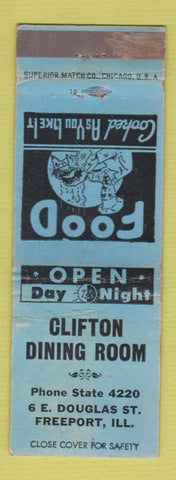 Matchbook Cover - Clifton Dining Room Freeport IL