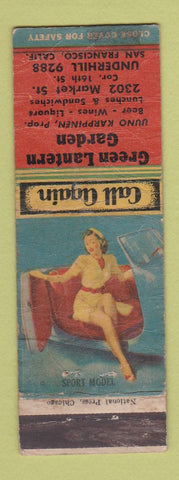 Matchbook Cover - Green Lantern Garden San Francisco CA pinup WORN