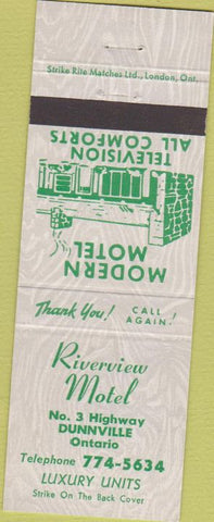 Matchbook Cover - Riverview Motel Dunnville ON