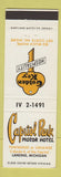 Matchbook Cover - Capitol Park Motor Hotel Lansing MI