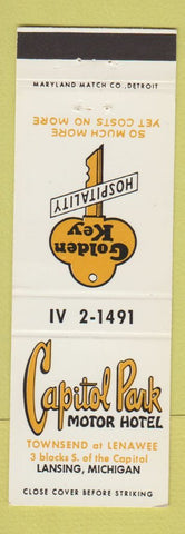Matchbook Cover - Capitol Park Motor Hotel Lansing MI