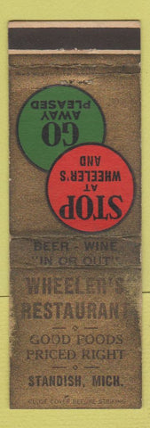 Matchbook Cover - Wheeler's Restaurant Standish MI WEAR