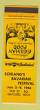 Matchbook Cover - Schlang's Bavarian Festival Gaylor MI 1966 YELLOW