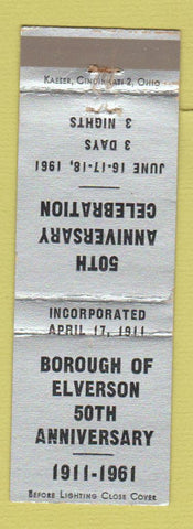 Matchbook Cover - Elverson PA 50th Anniversary 1961