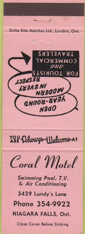 Matchbook Cover - Coral Motel Niagara Falls ON