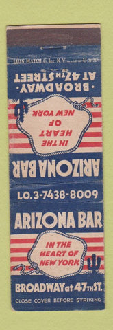 Matchbook Cover - Arizona Bar New York City cactus