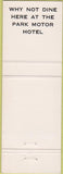 Matchbook Cover - Park Motor Hotel Niagara Falls ON